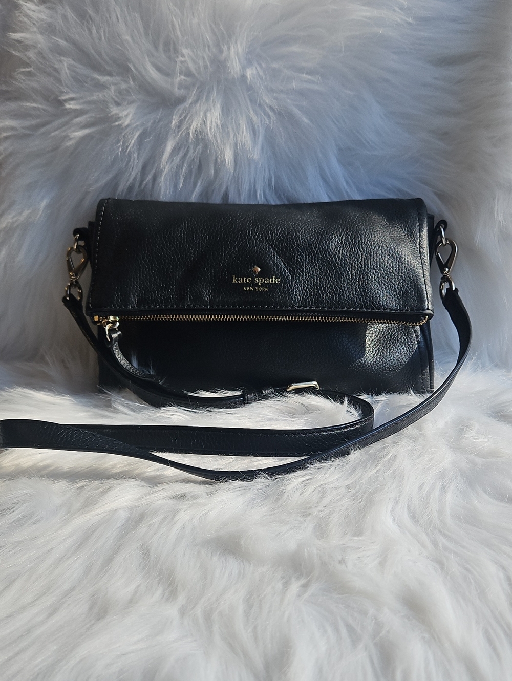 Kate Spade Black Pebbled Leather Crossbody Purse